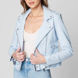 BLANKNYC Vegan Leather Baby Blue Moto Jacket Size XS Women